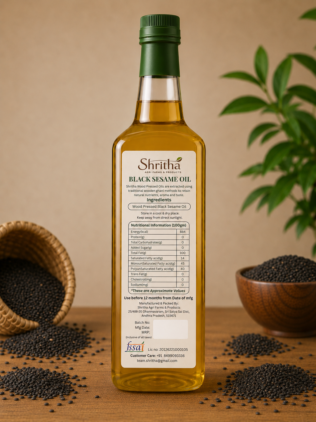 Wood Pressed Black Sesame Oil